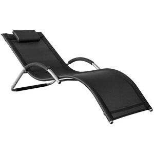 SoBuy Sun Lounger Havestol I  Teslin Stof, Sort