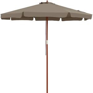 Deuba Parasol Taupe Træ Ø330cm Uv-Beskyttelse 50+