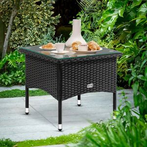 Deuba Sidebord I Polyrattan Sort 50x50x45cm