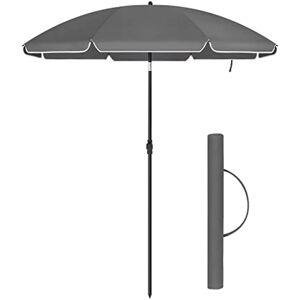 SONGMICS 1,6 m parasol, strandparasol, glasfiberribber, grå