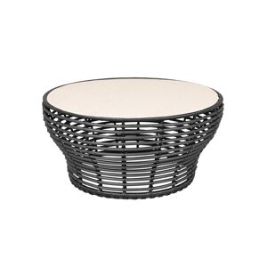 Cane-line Outdoor Basket Sofabord Stor Ø: 95 cm - Travertine Look Ceramic/Graphite Weave
