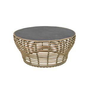 Cane-line Outdoor Basket Sofabord Stor Ø: 95 cm - Fossil Black Ceramic/Natural Weave