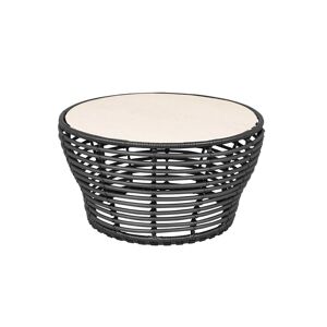 Cane-line Outdoor Basket Sofabord Mellem Ø: 75 cm - Travertine Look Ceramic/Graphite Weave