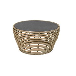Cane-line Outdoor Basket Sofabord Mellem Ø: 75 cm - Fossil Black Ceramic/Natural Weave