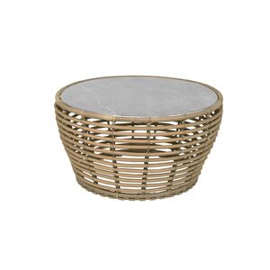 Cane-line Outdoor Basket Sofabord Mellem Ø: 75 cm - Fossil Grey Ceramic/Natural Weave