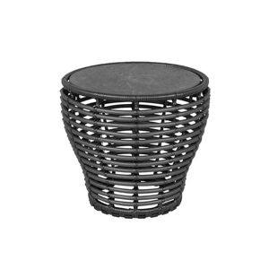 Cane-line Outdoor Basket Sofabord Lille Ø: 50 cm - Fossil Black Ceramic/Graphite Weave