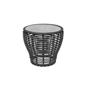Cane-line Outdoor Basket Sofabord Lille Ø: 50 cm - Fossil Grey Ceramic/Graphite Weave
