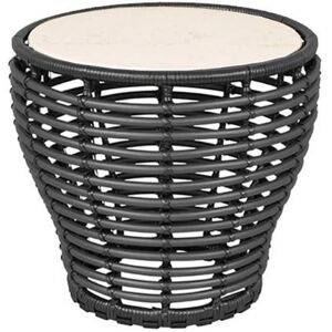 Cane-line Outdoor Basket Sofabord Lille Ø: 50 cm - Travertine Look Ceramic/Graphite Weave