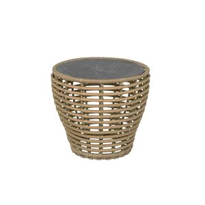 Cane-line Outdoor Basket Sofabord Lille Ø: 50 cm - Fossil Black Ceramic/Natural Weave