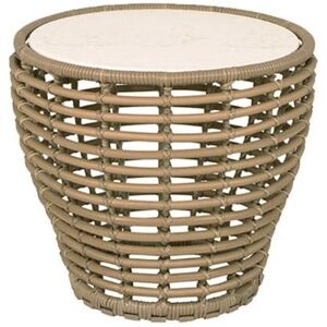 Cane-line Outdoor Basket Sofabord Lille Ø: 50 cm - Travertine Look Ceramic/Natural Weave