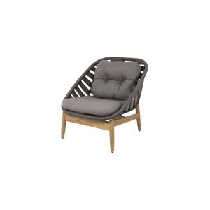 Cane-line Outdoor Strington Loungestol inkl. AirTouch Hyndesæt SH: 40 cm - Dark Grey/Teak m. Soft Rope