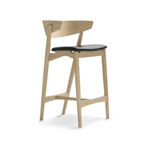 Sibast Furniture No 7 Bar Stool SH: 65 cm - White Oil Oak / Black Leather