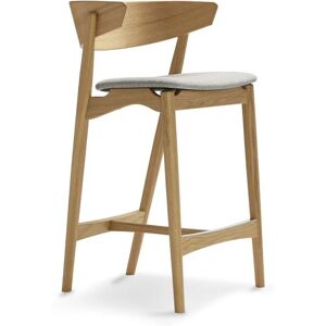 Sibast Furniture No 7 Bar Stool SH: 65 cm - White Pigmented Laquered Oak / Remix 123 Light Grey