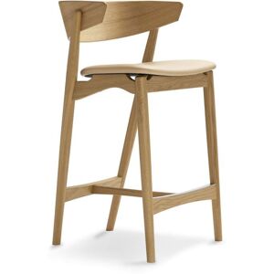 Sibast Furniture No 7 Bar Stool SH: 65 cm - White Pigmented Laquered Oak / Spectrum Honey Leather