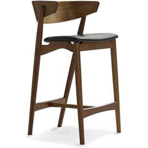 Sibast Furniture No 7 Bar Stool SH: 65 cm - Smoked Oak / Black Leather