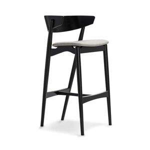 Sibast Furniture No 7 Bar Stool SH: 75 cm - Black Oak / Remix 123 Light Grey