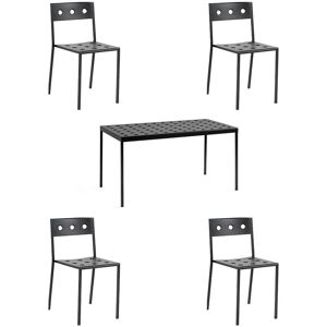 Hay Balcony Table L: 144 cm + 4 Balcony Chairs - Anthracite