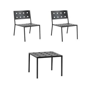 HAY Balcony Low Table 50x51,5 cm + 2 Balcony Lounge Chairs SH: 39 cm - Anthracite