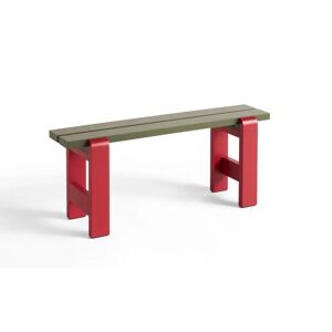HAY Weekday Bench Duo B: 111 cm - Olive Benchtop/Wine Red Frame