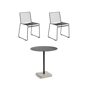 Hay Hee Dining Chairs + Terrazzo Table Havemøbelsæt - Sort/Grå