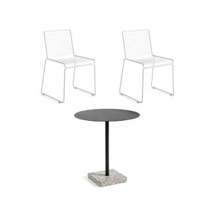 HAY Hee Dining Chairs + Terrazzo Table Havemøbelsæt - Hvid/Grå