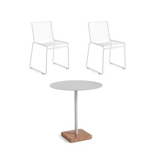 HAY Hee Dining Chairs + Terrazzo Table Havemøbelsæt - Hvid/Rød