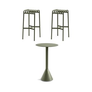 HAY Palissade Cone Table High + Bar Stool Havemøbelsæt - Olive
