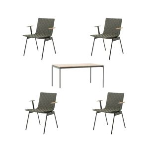 &Tradition Ville A25 Dining Table + Armchairs Havemøbelsæt - Bronze Green