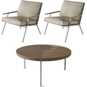 Vipp Outdoor 716 Open-Air Coffee Table + Open-Air Lounge 713 Chair - Teak/Beige