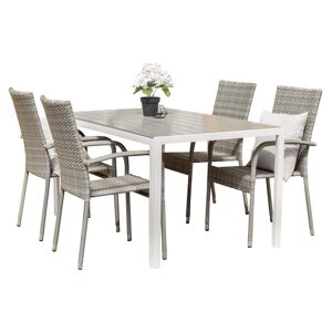 Break havesæt bord 90x205cm grå, 4 stole Anna grå.