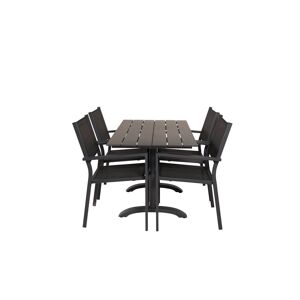 Denver havesæt bord 120x69cm, 4 stole Copacabana, sort,sort.
