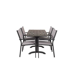 Denver havesæt bord 120x70cm, 4 stole Copacabana, sort,grå.