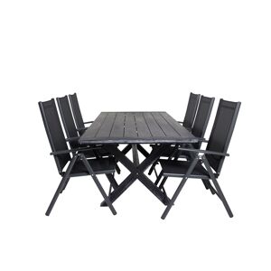 Rives havesæt bord 100x200cm og 6 stole Break sort.