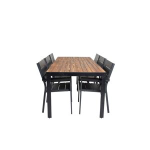 Bois havesæt bord 90x205cm og 6 stole Levels sort, natur.