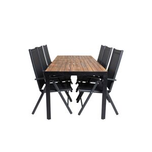 Bois havesæt bord 90x205cm og 6 stole Break sort, natur.
