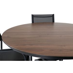 Llama havesæt bord Ø120cm og 4 stole Santorini sort, brun.
