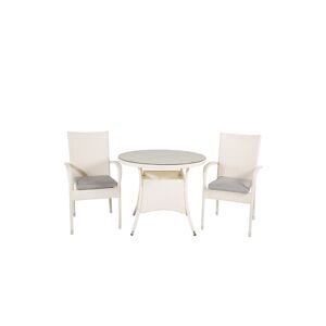 Volta havesæt bord Ø90cm og 2 stole Anna hvid.