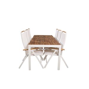 Bois havesæt bord 90x205cm og 6 stole Panama natur, hvid.