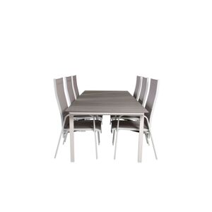 Levels havesæt bord 100x229/310cm og 6 stole Copacabana hvid, grå.