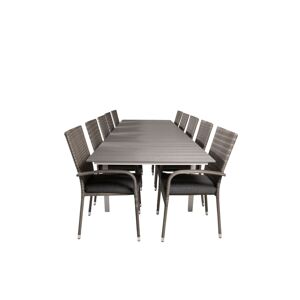 Levels havesæt bord 100x229/310cm og 10 stole Anna grå.
