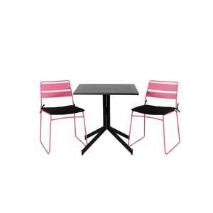 Way havesæt bord 70x70cm og 2 stole Lina pink, sort.