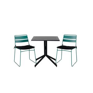 Way havesæt bord 70x70cm og 2 stole Lina grøn, sort.