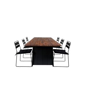 Doory havesæt bord 100x250cm og 6 stole Lina sort, natur.