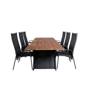 Doory havesæt bord 100x250cm og 6 stole Copacabana sort, natur.