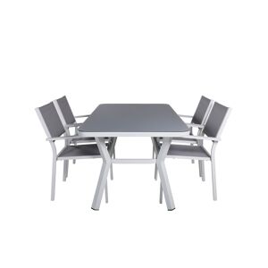 Virya havesæt bord 90x160cm og 4 stole Copacabana sort, grå, hvid.