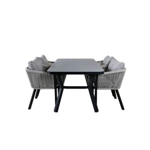 Virya havesæt bord 90x160cm og 4 stole Virya hvid, sort, grå.