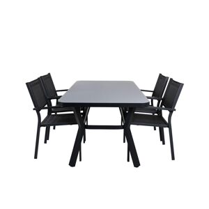 Virya havesæt bord 160x90cm, 4 stole Copacabana, sort,sort.
