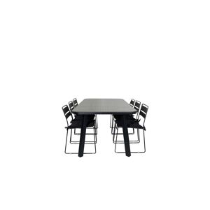 Paola havesæt bord 100x200cm og 6 stole Lina sort, natur.