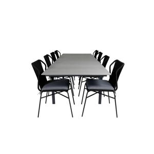 Levels havesæt bord 100x229/310cm og 8 stole Julian sort, grå.