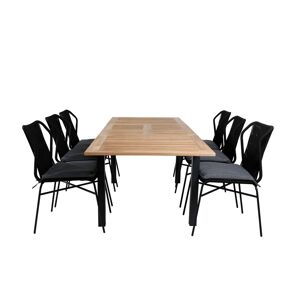 Panama havesæt bord 90x152/210cm og 6 stole Julian sort, natur.